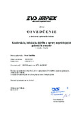 Osvedčenie ZVS Impex a. s.